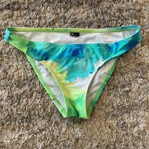 OAKLEY Green Teal Cyber Blue Splash Hipster Swim Bikini Bottoms Womas sz Small